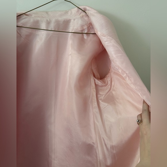 Vintage 1960s Plus Size Beaded Dress & Coat Set Raw Silk Pink Jackie O Size 16W - Picture 14 of 16